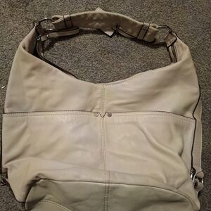 Elegant Cream Leather Hobo Bag
